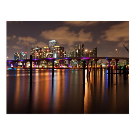 Miami skyline at night - Postcard