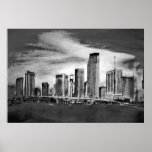 Miami Skyline Charcoal Posters