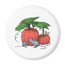 Mice And Pumpkins: Cute Autumn Scene: Art