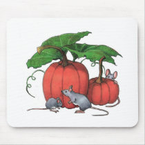 Mice And Pumpkins: Cute Autumn Scene: Art