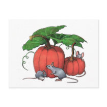 Mice And Pumpkins: Cute Autumn Scene: Art