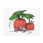 Mice And Pumpkins: Cute Autumn Scene: Art postcards