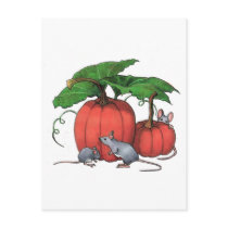 Mice And Pumpkins: Cute Autumn Scene: Art