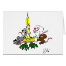 Mice and the christmas candle greeting card