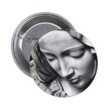 Michelangelo's Pieta detail of Virgin Mary's face Pins