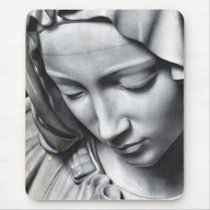 Michelangelo's Pieta detail of Virgin Mary's face Mousepads