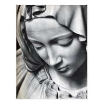 Michelangelo's Pieta detail of Virgin Mary's face Postcard