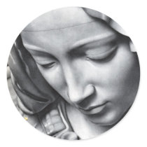 Michelangelo's Pieta detail of Virgin Mary's face Round Stickers