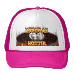 Michigan Hottie fire and red marble heart. Mesh Hats