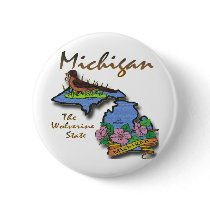 Michigan The Wolverine State Robin Apple Buttons