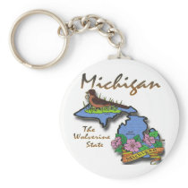 Michigan The Wolverine State Robin Apple Keychain