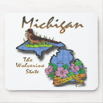Michigan The Wolverine State Robin Apple Mousemat