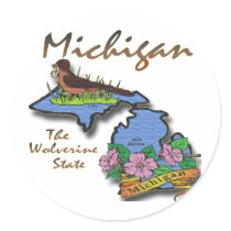 Michigan The Wolverine State Robin Apple Sticker