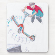 micro scooter microscooter trick cartoon mouse mats
