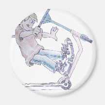 Microscooter wheelie cartoon micro scooter fridge magnets