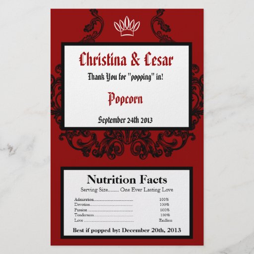 Microwave Popcorn Wrapper Crimson Red Ornate Embel Full Color Flyer ... Microwave Popcorn Wrapper Crimson Red Ornate Embel Full Color Flyer ...
