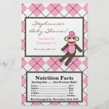 Microwave Popcorn Wrapper Pink Argyle Sock Monkey Personalized Flyer