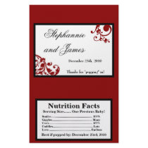 Microwave Popcorn Wrapper Red Floral Filigree