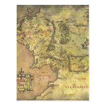 Middle Earth Map Post Card