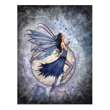 Midnight Blue Fairy Postcard by Molly Harrison