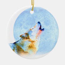 Midnight Howl Moon Art Christmas Ornaments