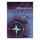 Midnight Nautical Compass Sailing Ships Personalized Announcements