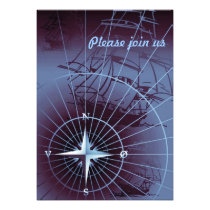 Midnight Nautical Compass Sailing Ships invitations