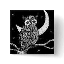 Midnight Owl Square Pin