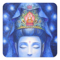 Midnight Zen Meditation Kuan Yin Square Sticker