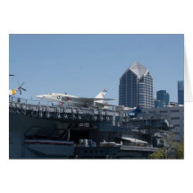 Midway Aircraft Carrier Docked In San Diego Greeting Cards