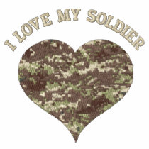 Military Camouflage Heart "I Love My Soldier" Army Embroidered Polo Shirt