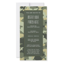 Military Camouflage Party  Invitation Personalized Photo Card