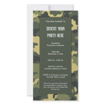 Military Camouflage Party  Invitation Custom Photo Card