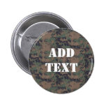 Military Digital Woodland Background Pinback Buttons