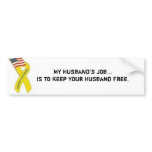 military ribbon, My Husband's Job...is to keep ... bumper stickers