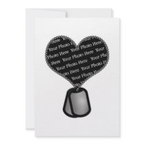 Military Themed Heart Dog Tag Photo Invitation