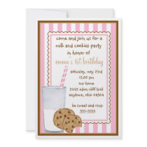 Milk and Cookies  Birthday Invitation