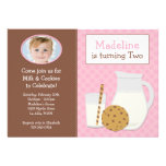 Milk and Cookies Birthday Party Invitation for Gir