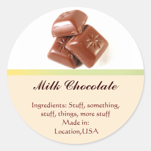 Milk Chocolate Flavour Labels Round Sticker Zazzle