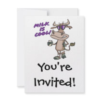 milk is cool funny cute cow cartoon custom announcement