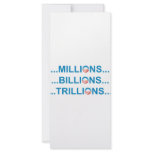 MILLION BILLION TRILLION RACK CARD DESIGN