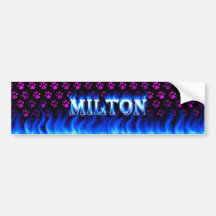 Milton blue fire and flames bumper sticker design