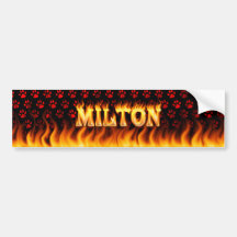 Milton real fire and flames bumper sticker design
