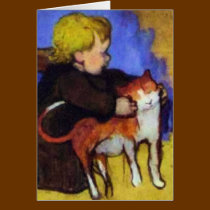 Mimi and Her Cat by Paul Gauguin cards