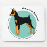 Min Pin Fearless Black and Tan on Green mousepads