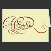 Min Pin in elegant script cards