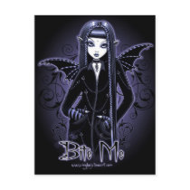 "Mina" Gothic Blue Bite Me Vampire Fairy Postcard