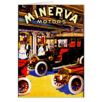 Minerva ~ Vintage Belgian Automobile Ad Greeting Card