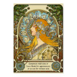 Mini Calendar Pocket Card with Mucha Zodiac design business cards