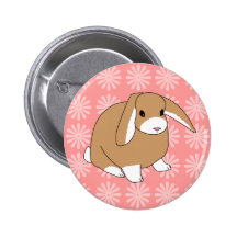 Mini Lop Rabbit Pinback Buttons